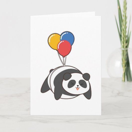 Panda op Birthday met Ballon Kaart (Voorkant)