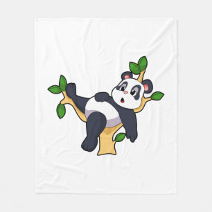 Panda op boom fleece deken