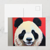 Panda op een rode achtergrond briefkaart (Voorkant / Achterkant)
