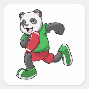 Panda op Football met apparatuur Vierkante Sticker