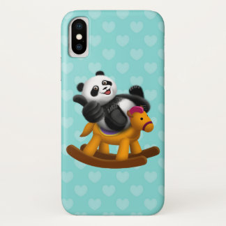 Panda op het rotpaard iPhone x hoesje