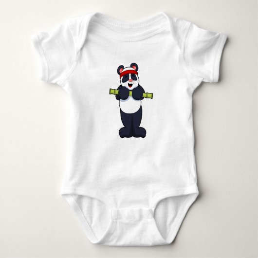 Panda op het werk uit met Bamboe Weight Romper (Voorkant)