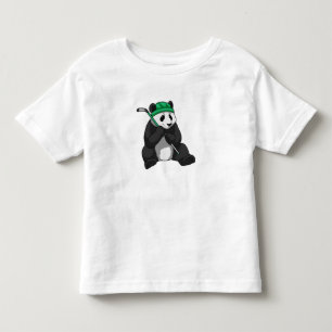 Panda op ijshockey met ijshockeystick kinder shirts