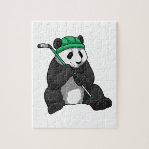 Panda op ijshockey met ijshockeystick legpuzzel
