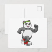 Panda op loopband met hoofdband briefkaart (Voorkant / Achterkant)
