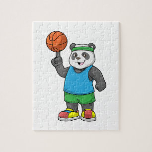 Panda op sport met Basketball Legpuzzel