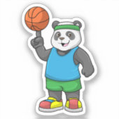 Panda op sport met Basketball Sticker (Voorkant)
