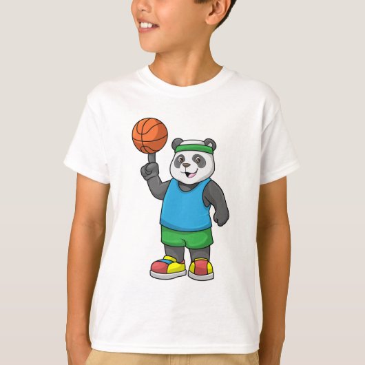 Panda op sport met Basketball T-shirt (Voorkant)