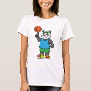 Panda op sport met Basketball T-shirt