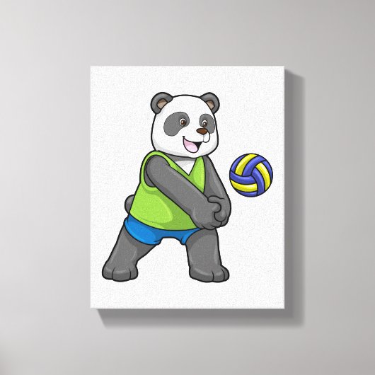 Panda op sport met volleybal canvas afdruk (Voorkant)