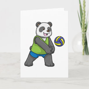 Panda op sport met volleybal kaart