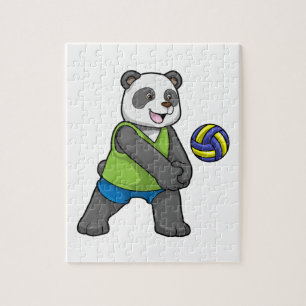 Panda op sport met volleybal legpuzzel