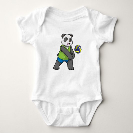 Panda op sport met volleybal romper (Voorkant)