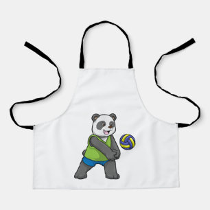 Panda op sport met volleybal schort