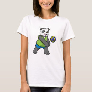 Panda op sport met volleybal t-shirt