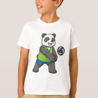 Panda op sport met volleybal t-shirt