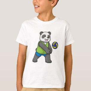 Panda op sport met volleybal t-shirt