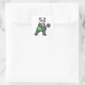Panda op sport met volleybal vierkante sticker (Tas)
