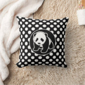 Panda op zwarte en witte stippen kussen (Deken)