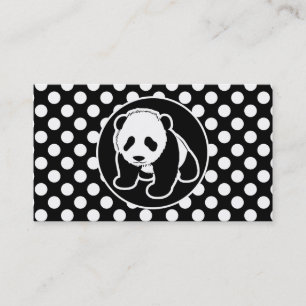 Panda op zwarte en witte stippen visitekaartje