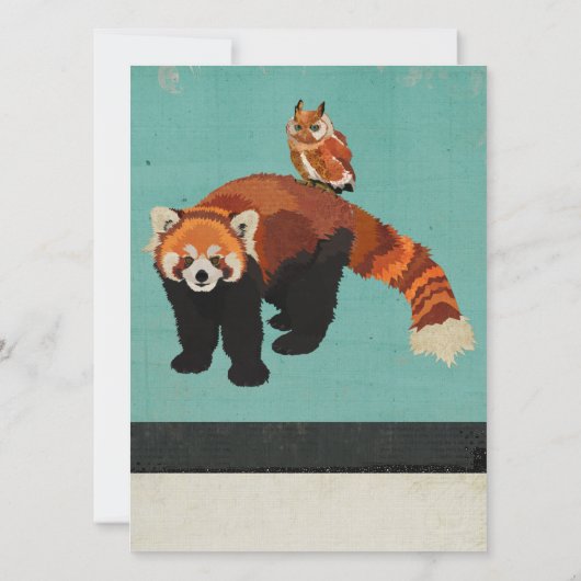 Panda & Owl Faire-part de mariage rouge (Dos)
