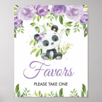 Panda Paarse Bloemen Groen Bamboe Favorieten Teken