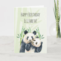 Panda Pair cute en ambou Carte d'anniversaire