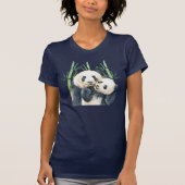 Panda Pair mignonne en T-shirt Aquarelle Bambou (Devant)
