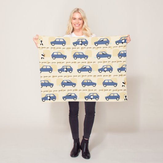 Panda Panda Pan blue beige Fleece Deken (In situ)