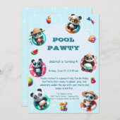 Panda Panda Panda fête Anniversaire Invitation été (Devant / Derrière)