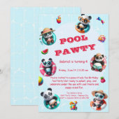 Panda Panda Panda fête Anniversaire Invitation été (Devant / Derrière)