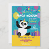 Panda Party Birthday Panda-monium Blauwgroen uitno Kaart (Voorkant)