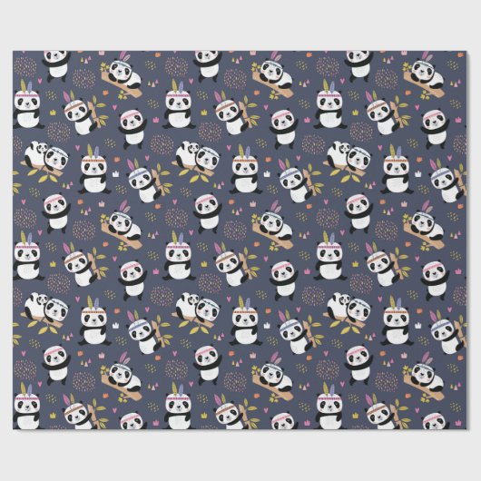 Panda Patroonpapier Cadeaupapier (Vlak)