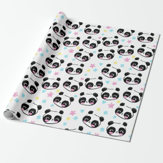 Panda Patroonpapier Cadeaupapier (Uitgerold)