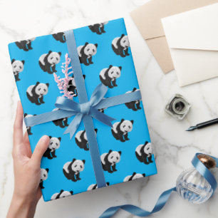Panda Pattern - Achtergrondkleurverwisselbaar Cadeaupapier