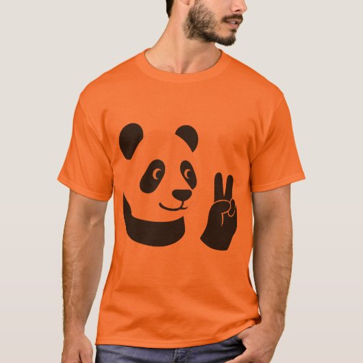 Panda Peace Sign Graphic T-Shirt (Devant)