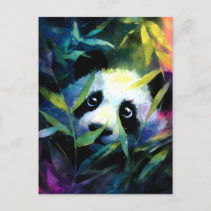 Panda Peeking Bamboe Waterverf Aankondigingskaart