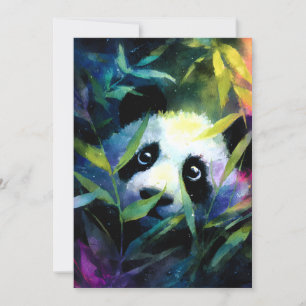 Panda Peeking Bamboe Waterverf Feestdagenkaart