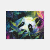Panda Peeking Bamboe Waterverf Fleece Deken (Voorkant (Horizontaal))