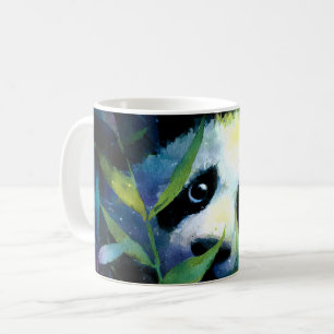 Panda Peeking Bamboe Waterverf Koffiemok