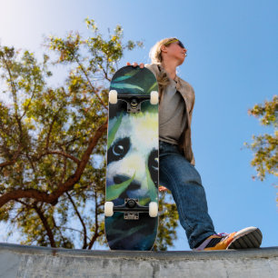 Panda Peeking Bamboe Waterverf Skateboard