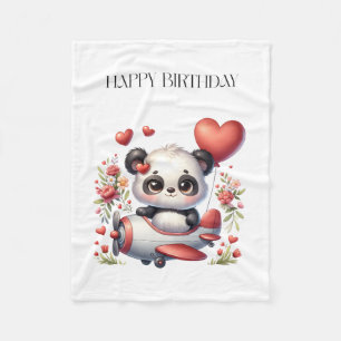 Panda Piloot Verjaardag Fleece Deken