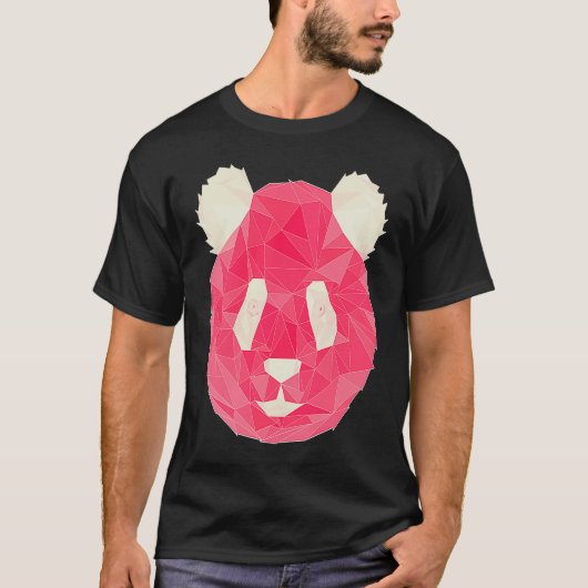 Panda Pink Polygon Style T-shirt (Voorkant)