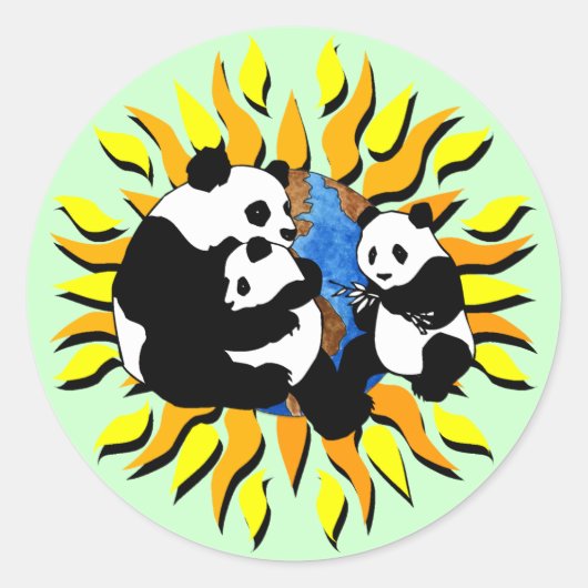 Panda Planet Ronde Sticker (Voorkant)