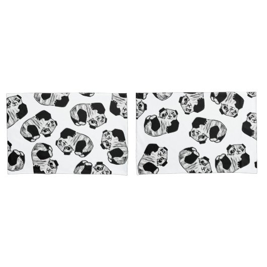 Panda Play Paar of Pillowcases, standaardformaat Kussensloop (Voorkant-Set)