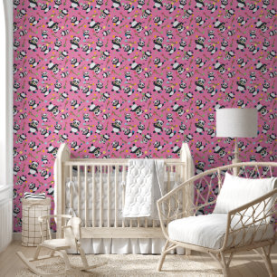 Panda polka dot kinder roze peel en stick behang