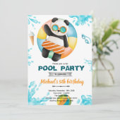 Panda Pool Party Birthday Invitation (Debout devant)