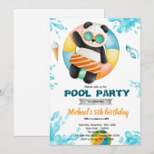 Panda Pool Party Birthday Invitation (Devant / Derrière)