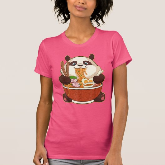 PANDA POWERED BY RAMEN | Vet Panda Eating Ramen T-shirt (Voorkant)