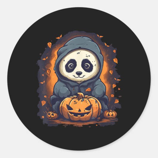 Panda Pumpkin Panda Halloween Ronde Sticker (Voorkant)